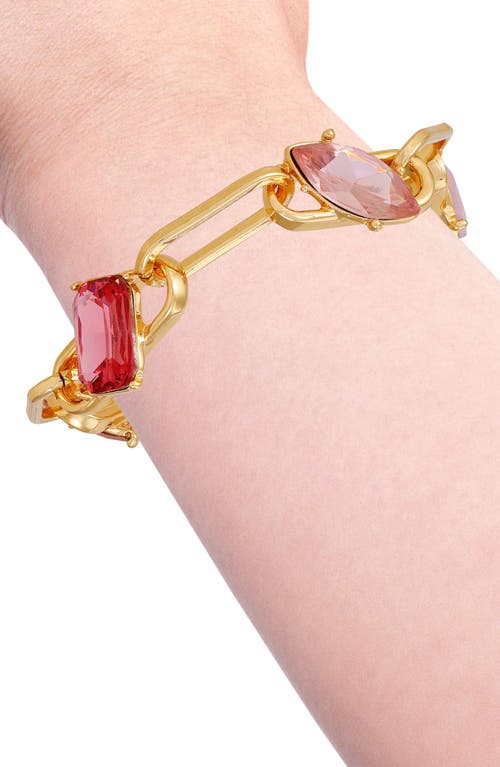 Guess Gold-tone Mixed Stone Paperclip Chain Link Bracelet In Gold