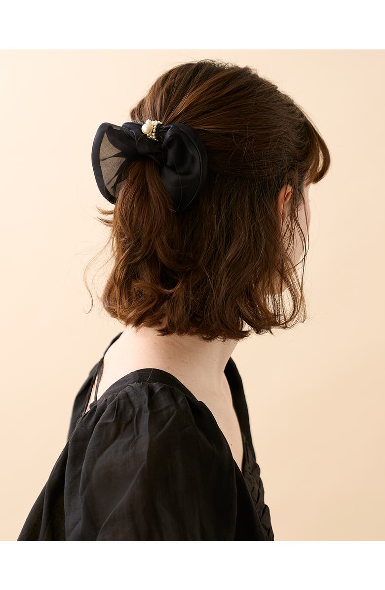 Alexandre de Paris Organza silk scrunchie, Alternate, color, Black