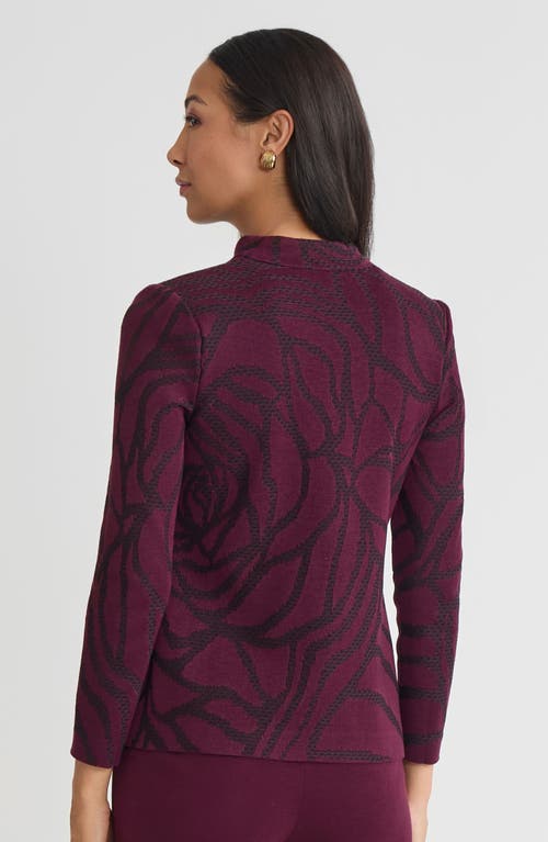 Ming Wang Heritage Rosette Jacquard Knit Jacket In Red