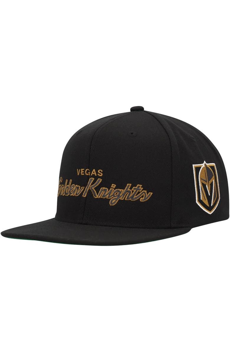 Mitchell & Ness Men's Mitchell & Ness Black Vegas Golden Knights Core Team Script 2.0 Snapback Hat, Main, color, Black