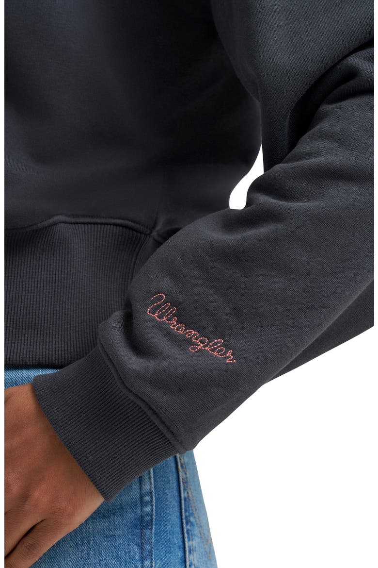 Floral Embroidered Yoke Sweatshirt, Alternate, color, FADED BLACK