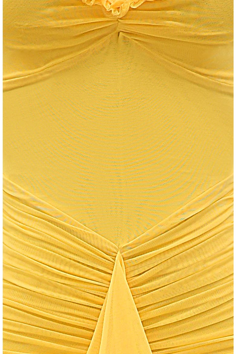 Gabbi Ruffle Mesh High-Low Cocktail Dress, Alternate, color, YELLOW