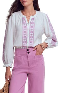 Boden Camille Double Cloth Cotton Top