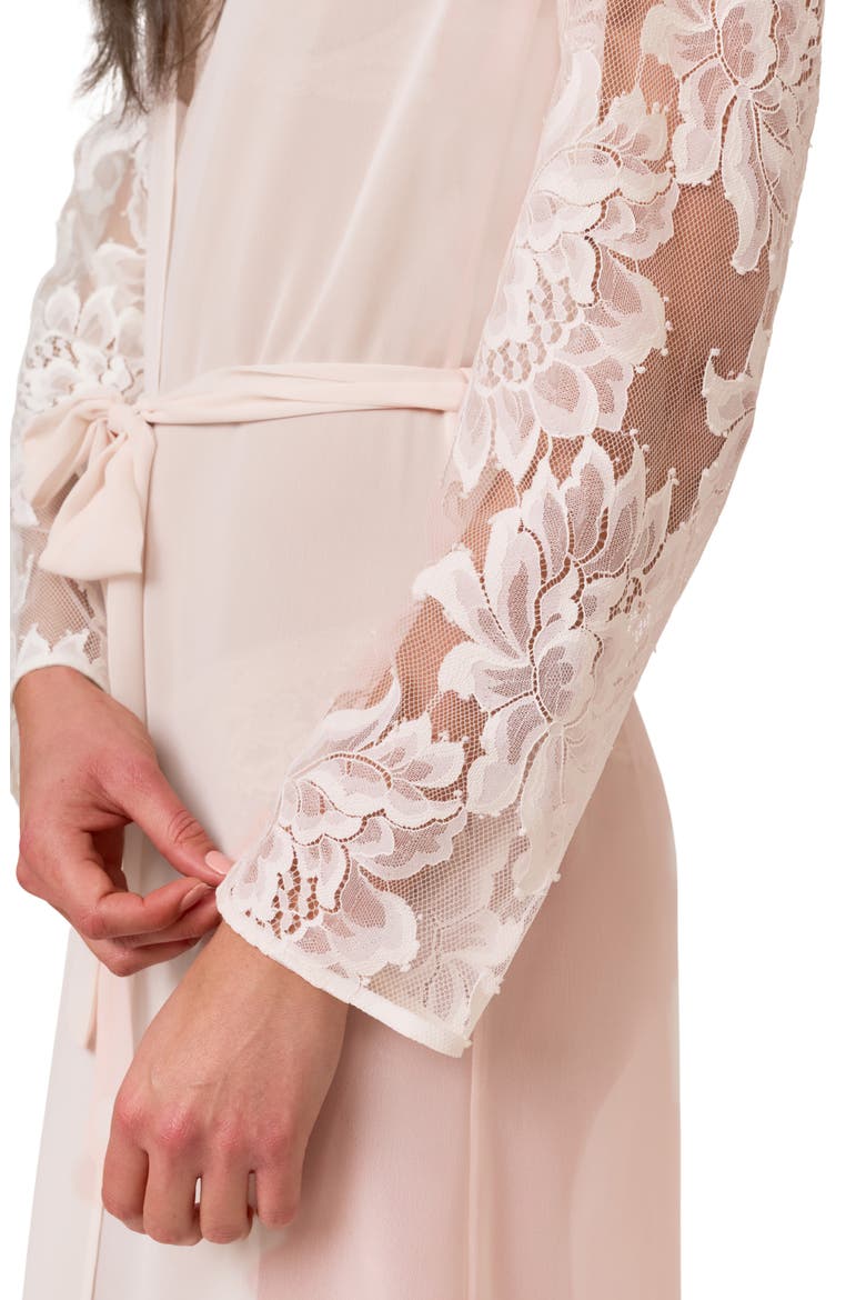 Royale Lace Sleeve Chiffon Robe, Alternate, color, BLUSH