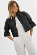 LAMARQUE Carolina | Leather Ruffle Sleeve Jacket