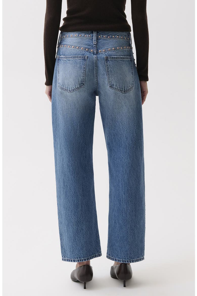 Lexi High Waist Ankle Straight Leg Jeans, Alternate, color, STAR STUDDED