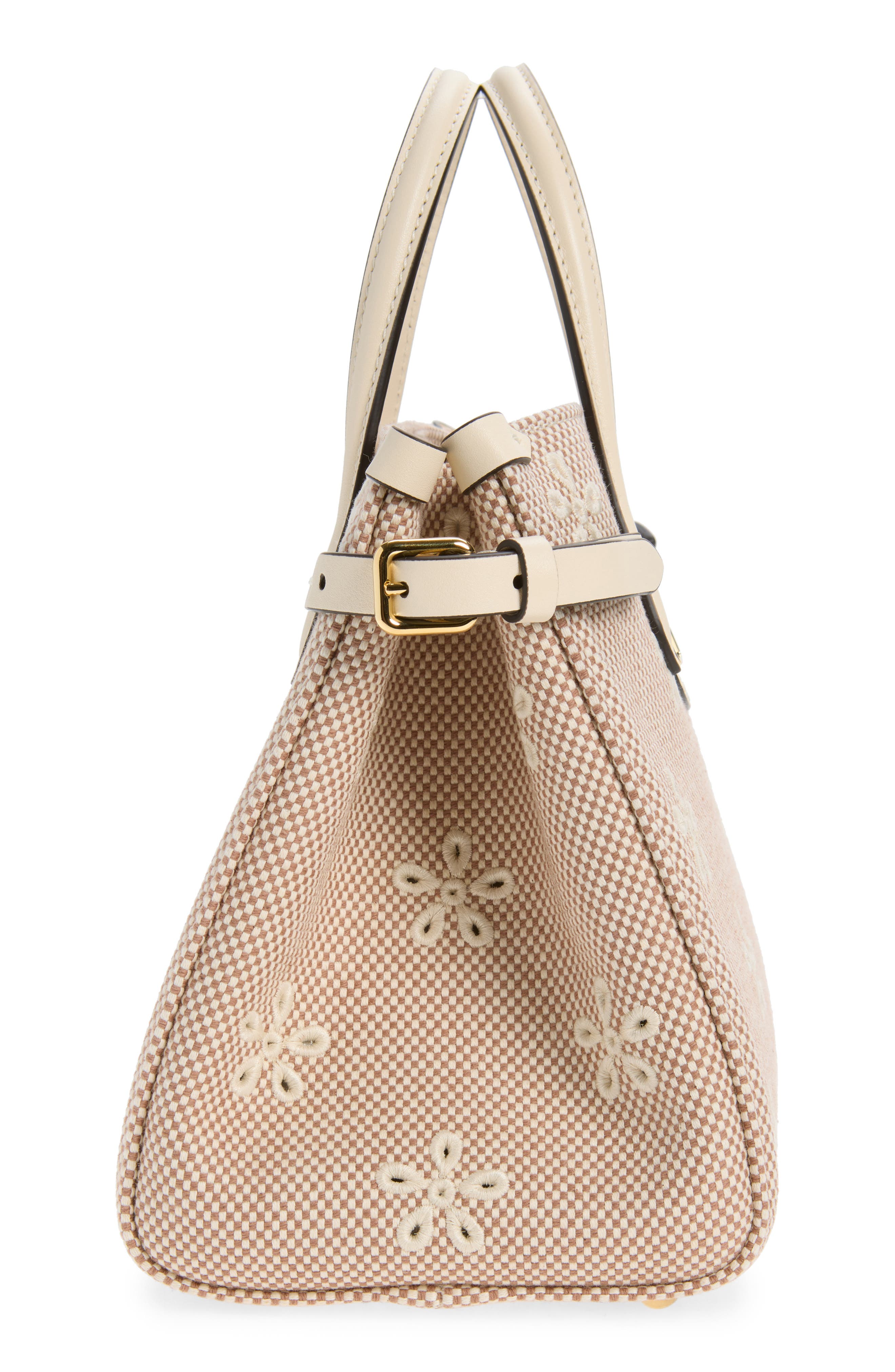 Small Antibes Flower Embroidered Eyelet Canvas Tote, Alternate, color, NATURAL