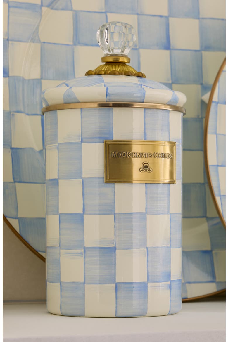 Sky Check Large Enameled Steel Canister, Alternate, color, SKY CHECK