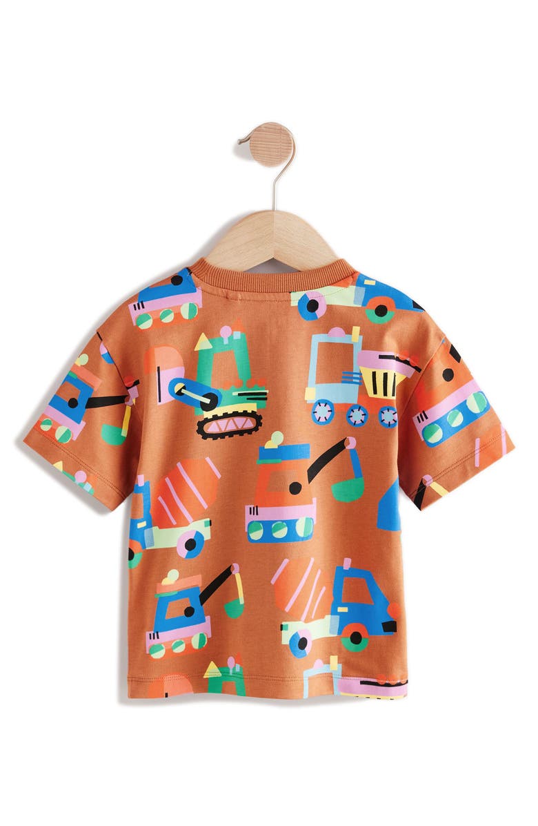 NEXT Kids' Transport Print Cotton T-Shirt, Alternate, color, Brown