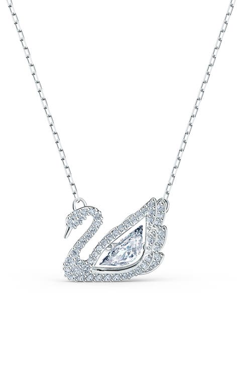 Crystal Swan Pendant Necklace