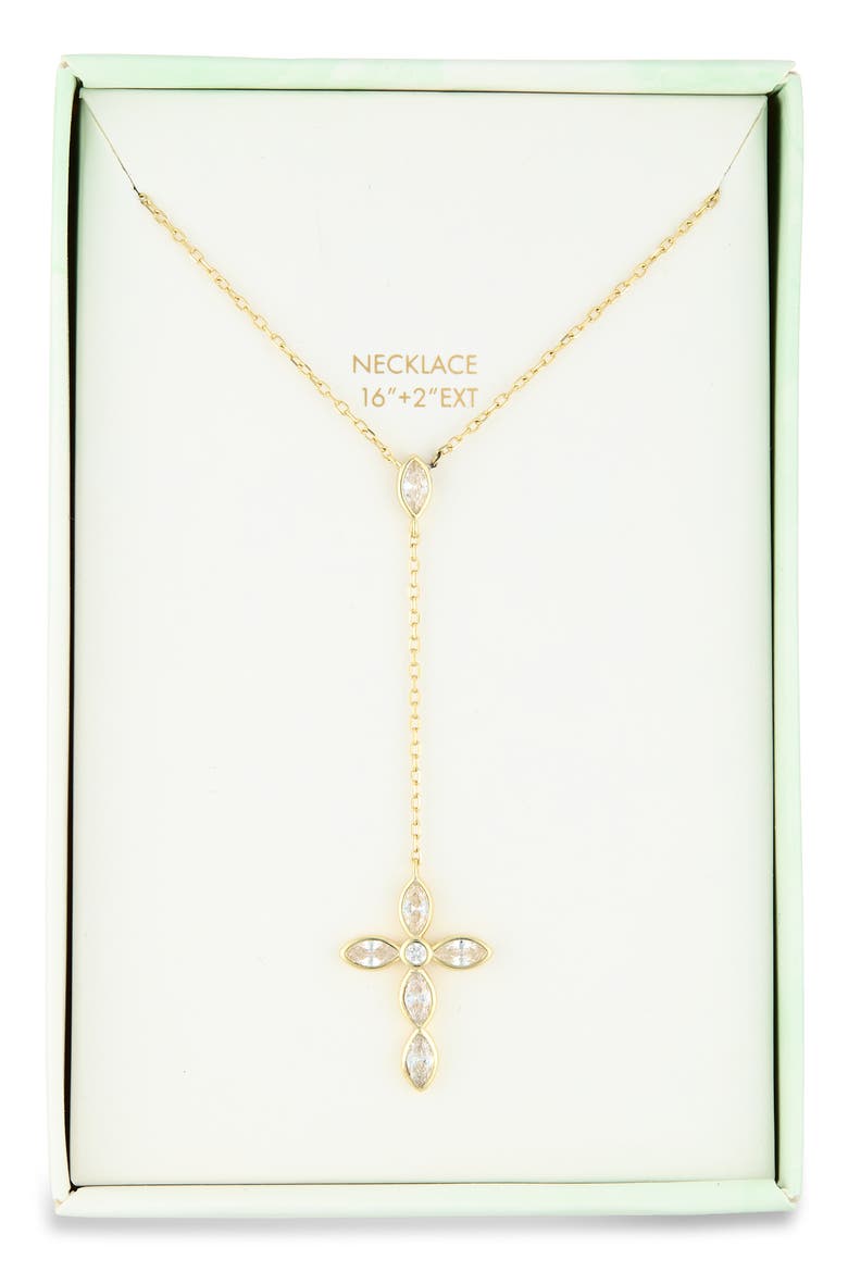 Cross Lariat Necklace, Main, color, GOLD