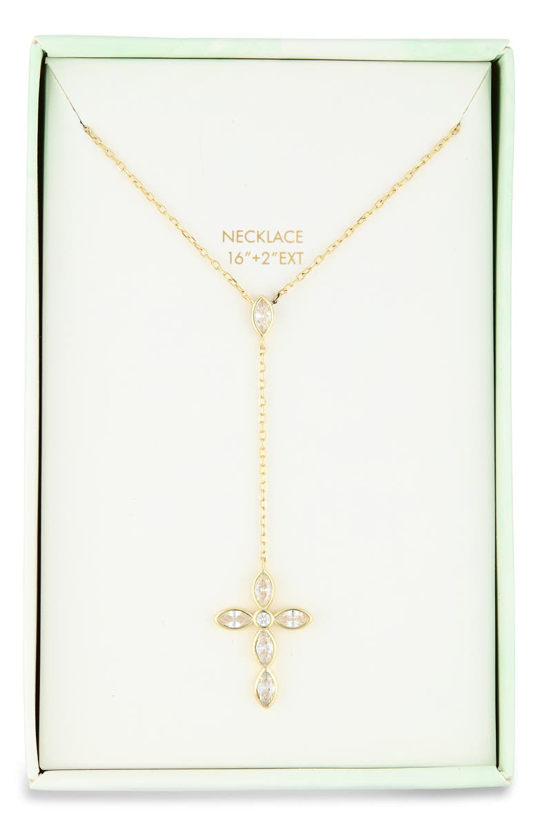 ARGENTO VIVO Cross Lariat Necklace, Main, color, Gold