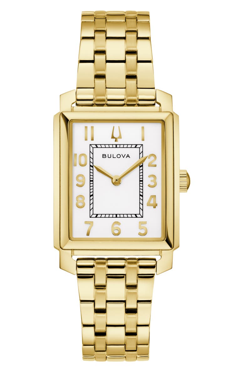 BULOVA Sutton Rectangular Bracelet Watch, 25mm x 37mm, Main, color, Gold-Tone