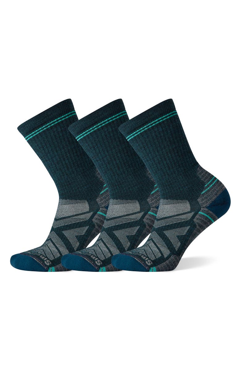 Smartwool Hike Light 3-Pack Cushion Crew Socks, Main, color, Twilight Blue