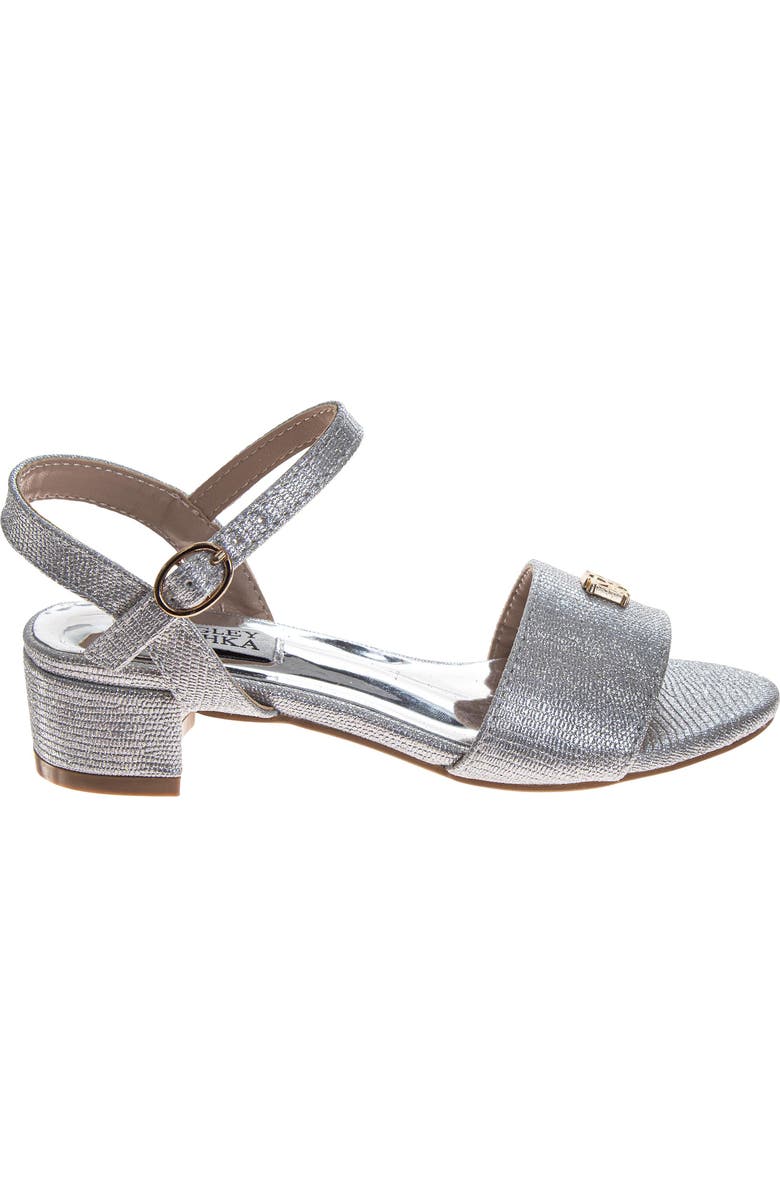 BADGLEY MISCHKA Dress Sandals for Girls Elegant Rhinestone Ankle Straps, Alternate, color, Silver