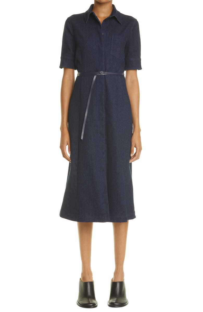 Altuzarra Kieran Belted Denim Serge Midi Shirtdress, Main, color,