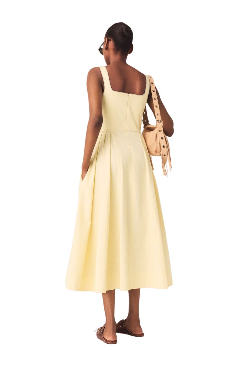 maje Flared rhinestone-trim midi dress, Alternate, color, Pale Yellow