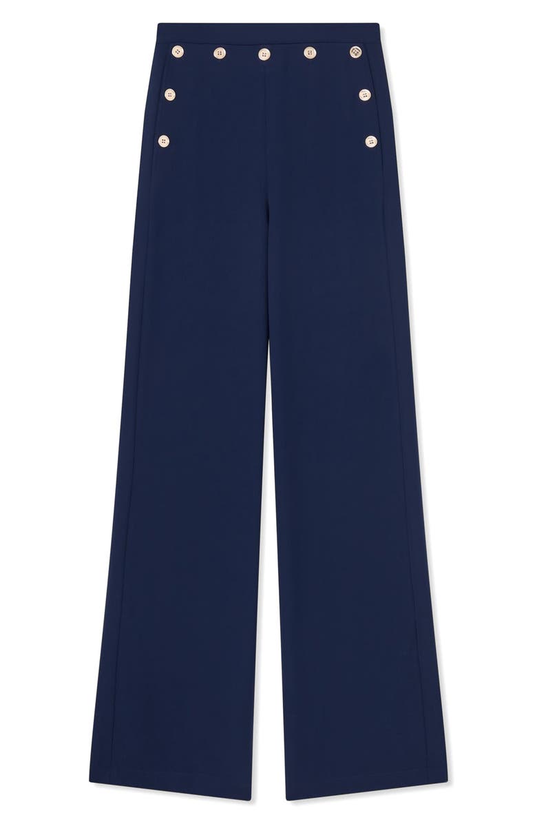 LK Bennett Olive Crepe Sailor Trousers, Alternate, color, Navy