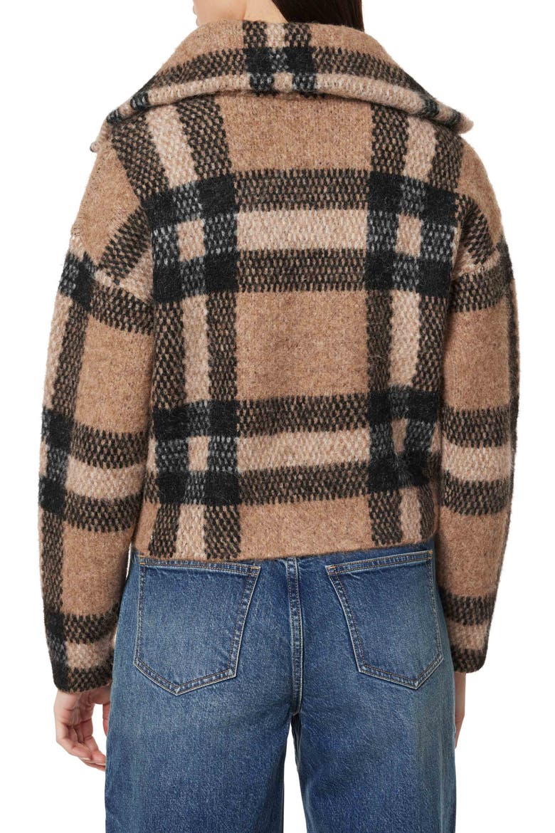 Plaid Front Zip Jacket, Alternate, color, BROWN
