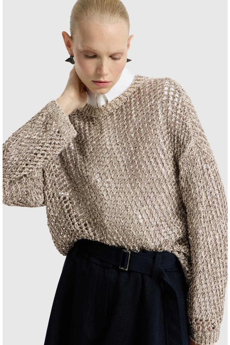 Dazzling chiné net sweater, Alternate, color, Rope