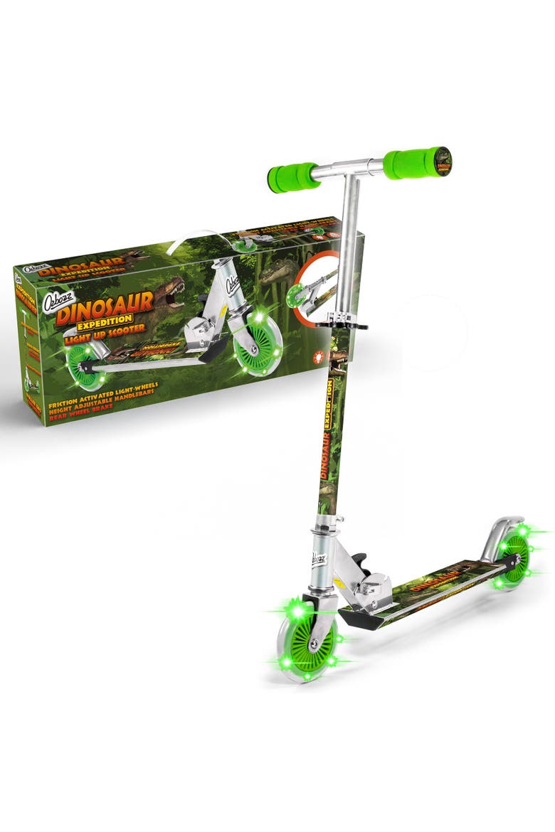 Dinosaur Scooter with 2 Light Up Wheels, Alternate, color, Multicolored