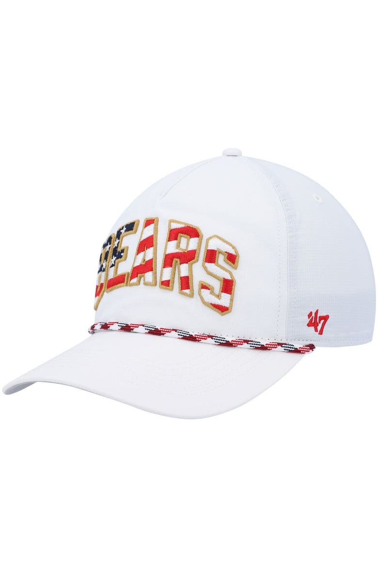 Men's '47 White Chicago Bears Hitch Stars and Stripes Trucker Adjustable Hat, Main, color, White