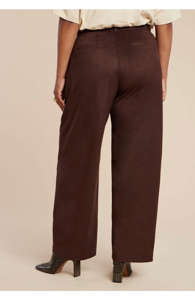 ELOQUII Faux Suede Wide Leg Pant, Alternate, color, Chicory Coffee