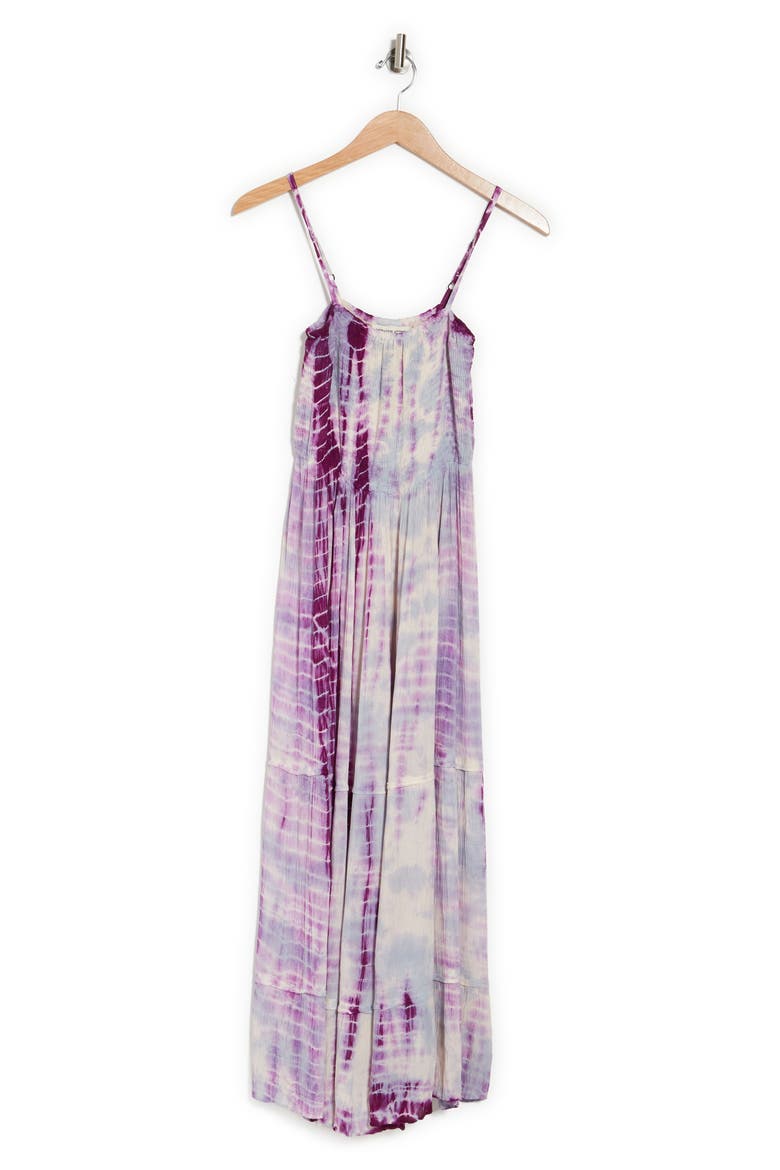 Tie-Dye Smocked Sleeveless Maxi Dress, Alternate, color, PURPLE