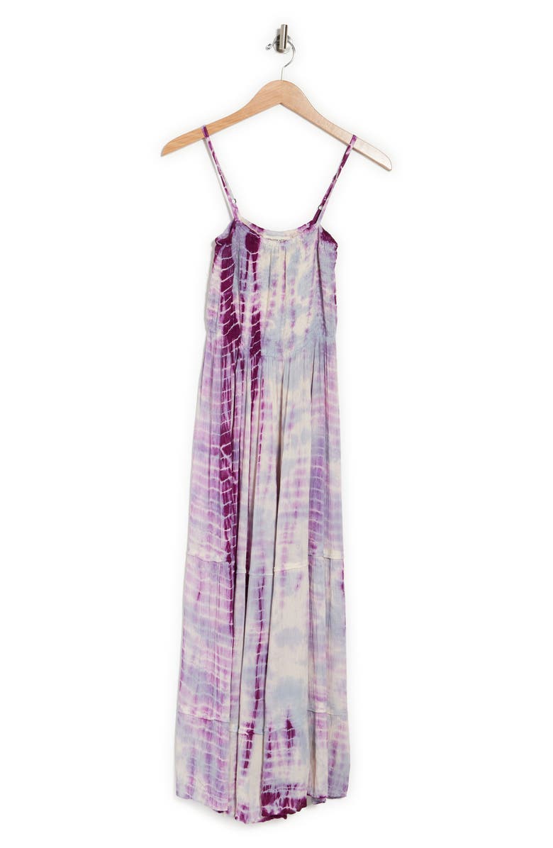 Angie Tie-Dye Smocked Sleeveless Maxi Dress, Alternate, color,