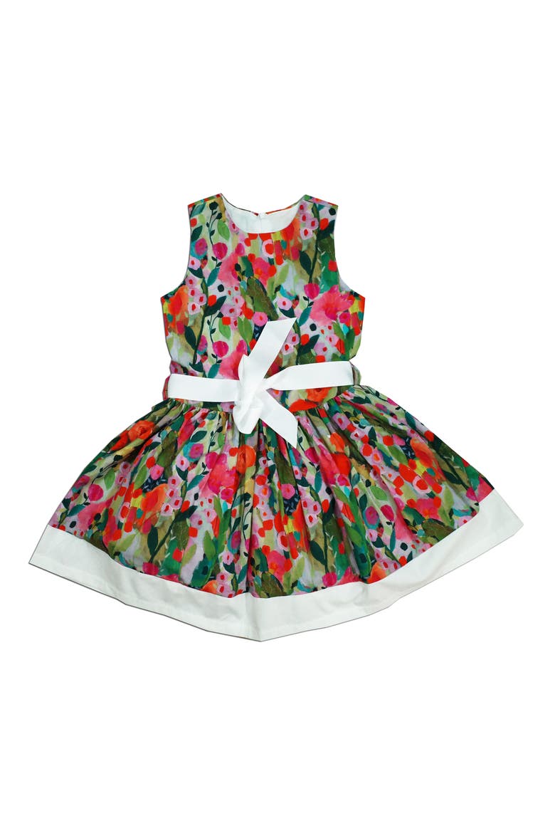 Kids' Floral Print Dress, Main, color, GREEN