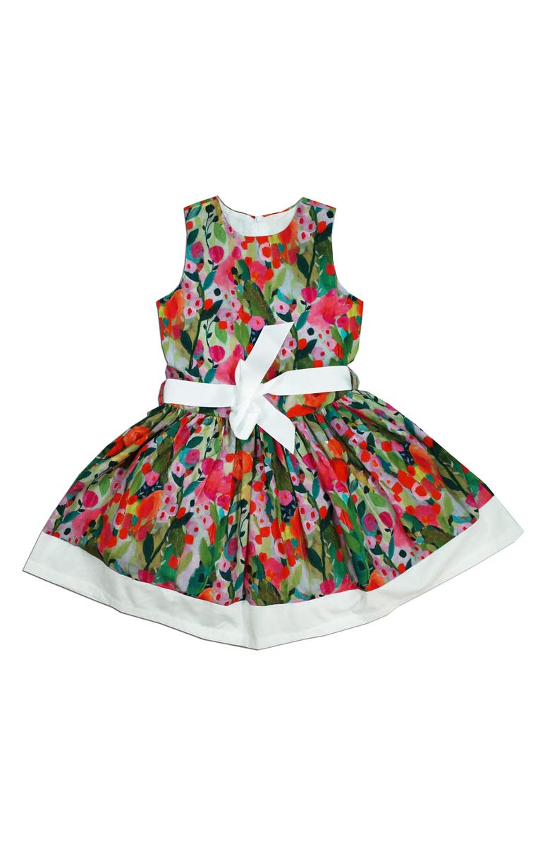 JOE-ELLA Kids' Floral Print Dress, Main, color, Green