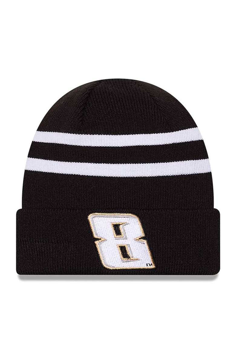Men's New Era  Black/White Kyle Busch Cuffed Knit Hat, Main, color, Black
