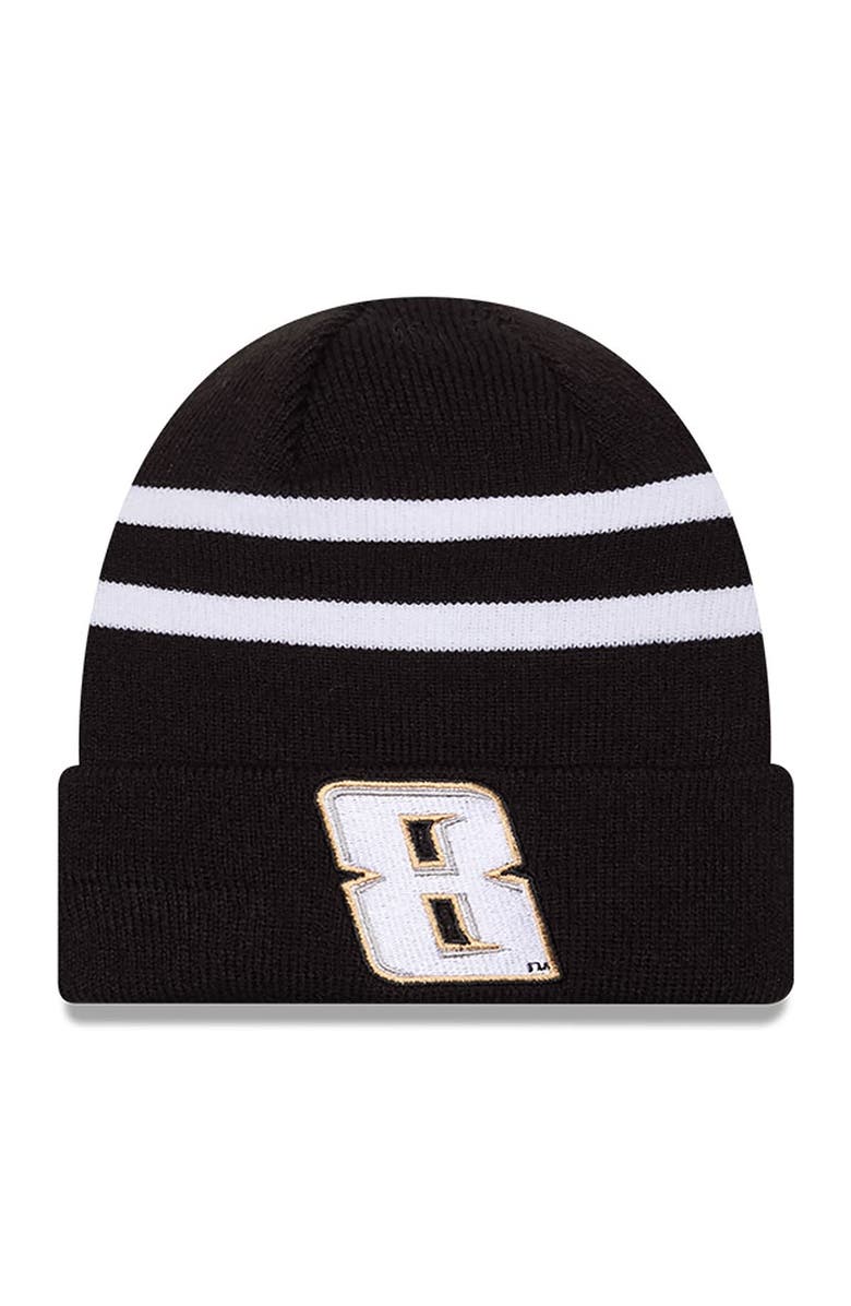 New Era Men's New Era  Black/White Kyle Busch Cuffed Knit Hat, Main, color, 