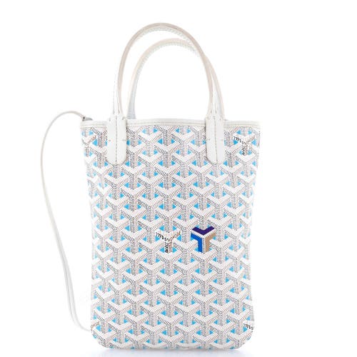 Pre-owned Goyard  Goyard Poitiers Tote Claire Voie Coated Canvas Mini In White