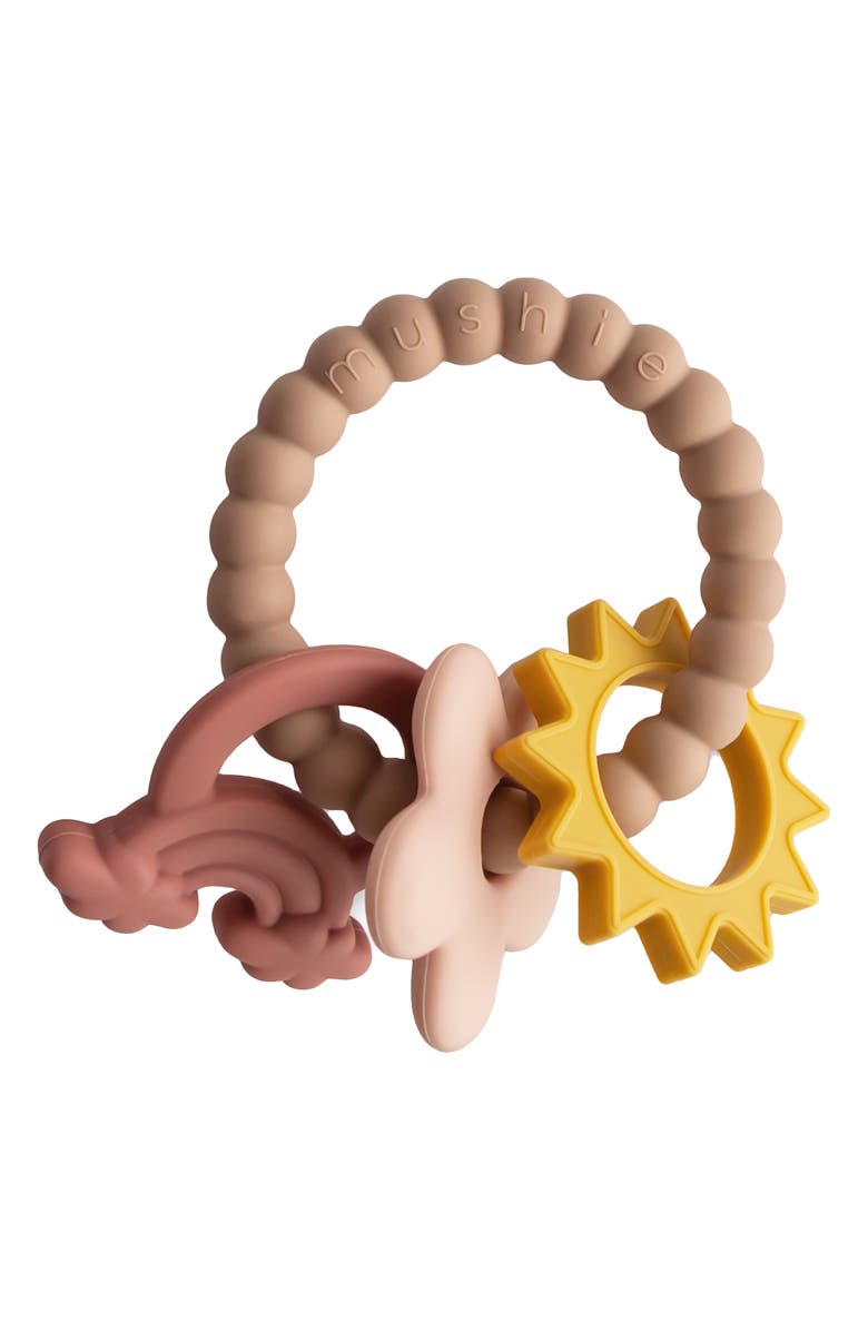 Mushie Nature Silicone Teething Ring Toy, Main, color, Multi