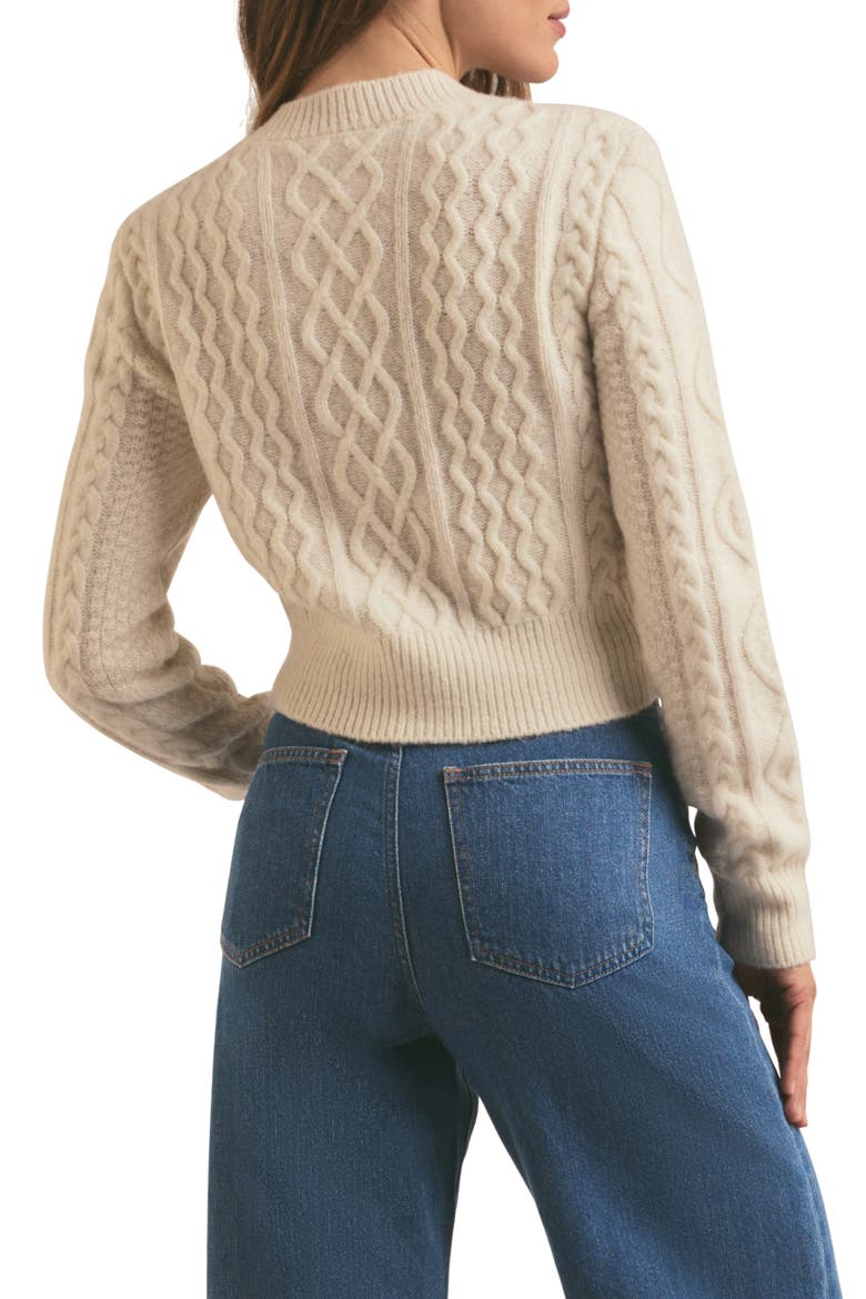 Wool & Cashmere Blend Cable Cardigan, Alternate, color, WHITE FROTH