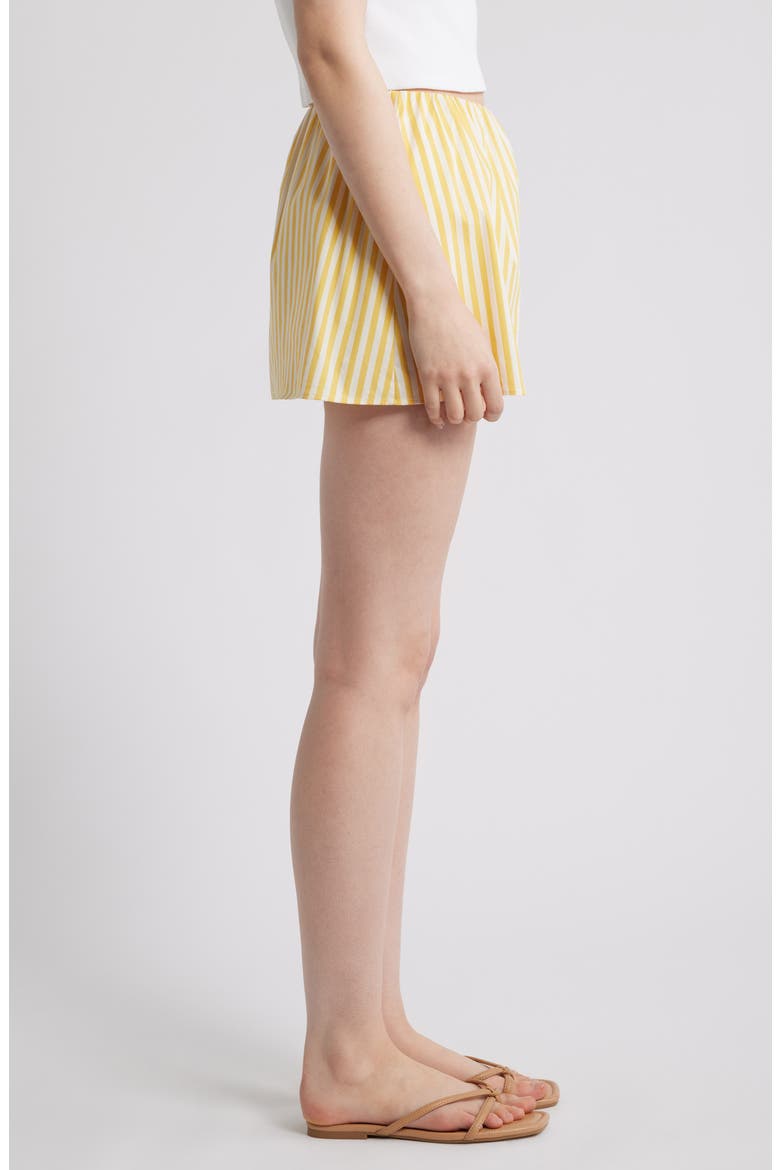 The Brinley Stripe Stretch Cotton Poplin Miniskirt, Alternate, color, LEMON DROP X BRULE