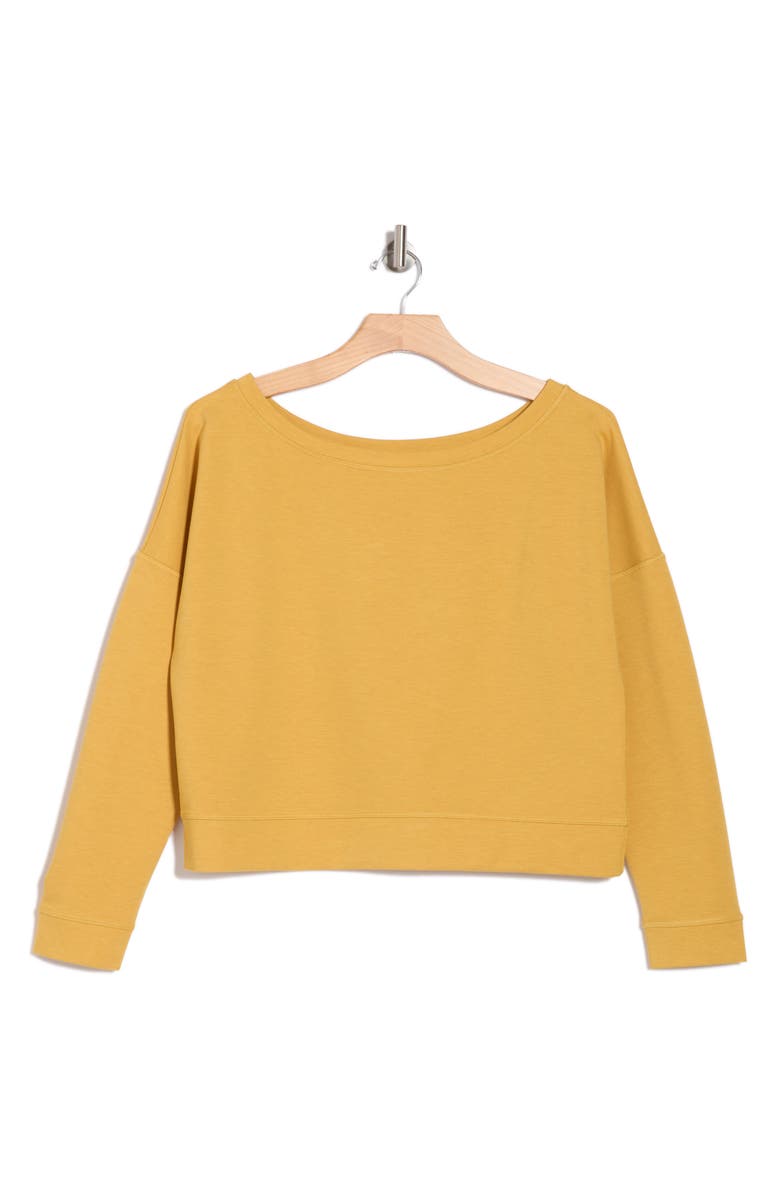 TravisMathew Portugal Boat Neck Sweatshirt, Alternate, color, Heather Bright Gold