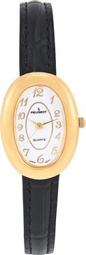 Peugeot Vintage Petite Oval Leather Strap Watch- 30x22MM
