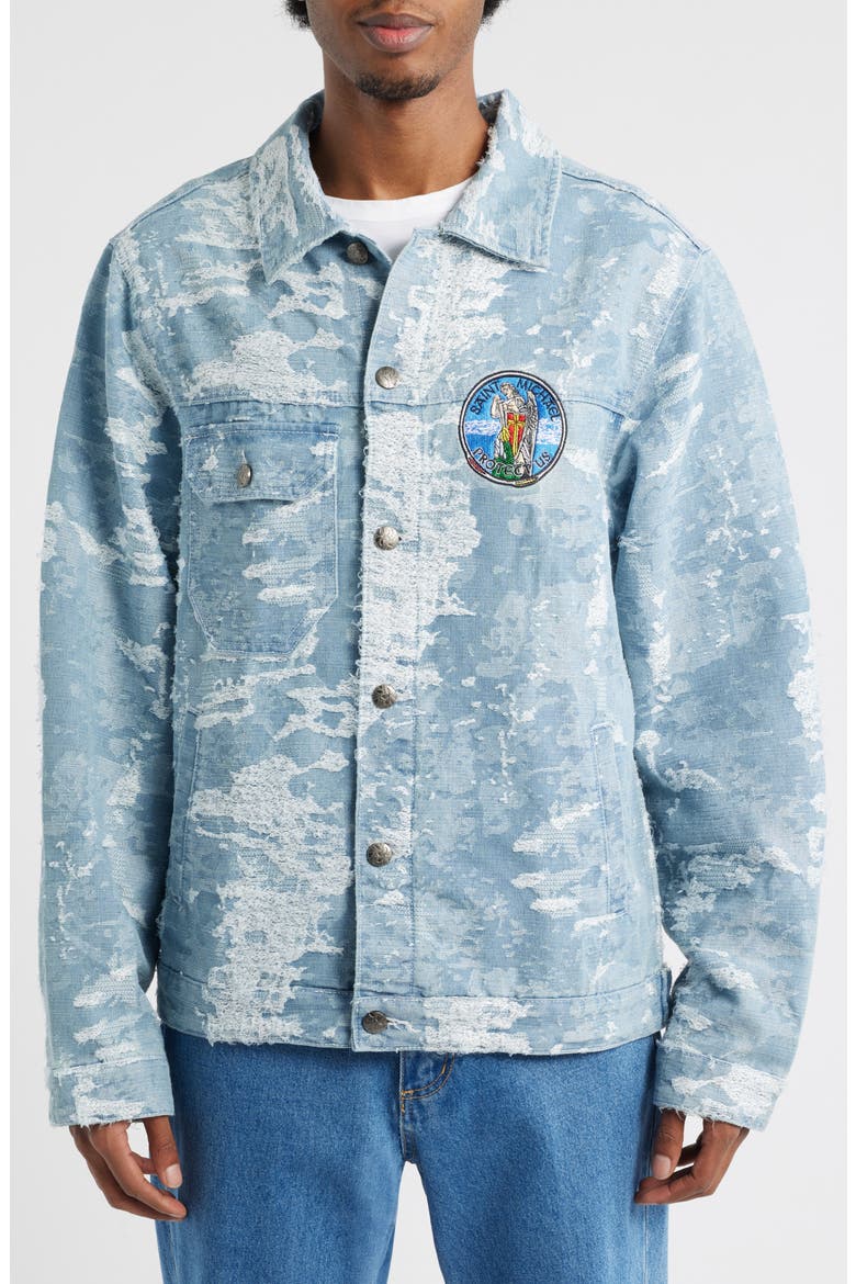 Saint Michael Cotton Trucker Jacket, Alternate, color, BLUE