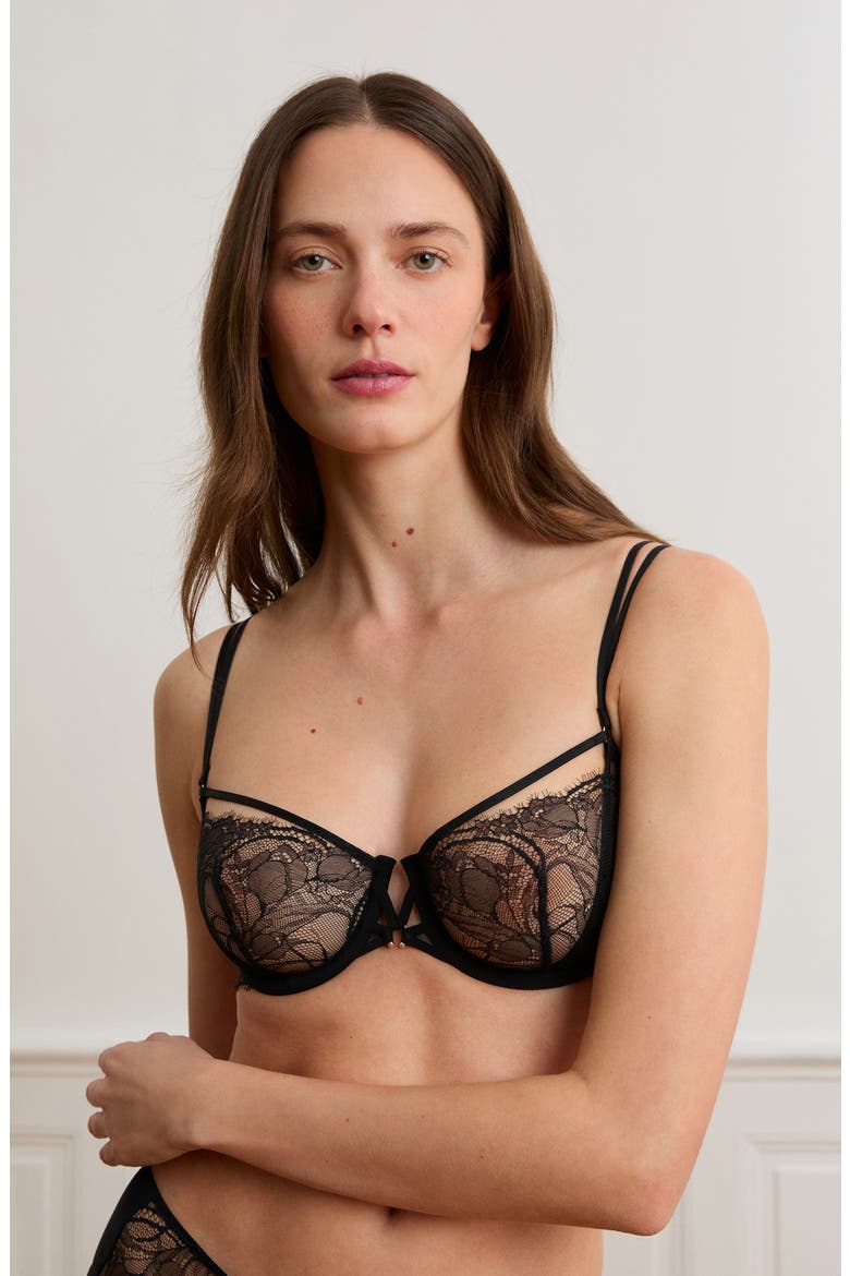 Vertige N°9 Underwire Balconette Bra, Alternate, color, BLACK