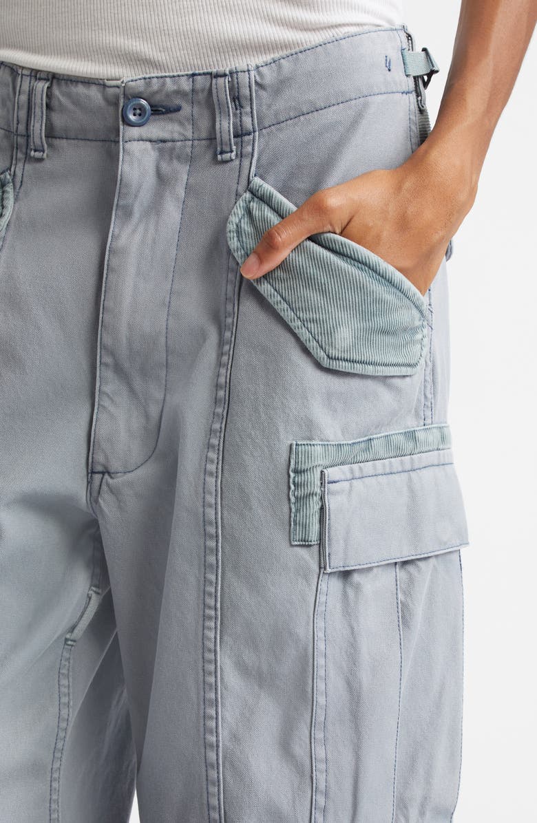 Mixed Media Crop Cargo Pants