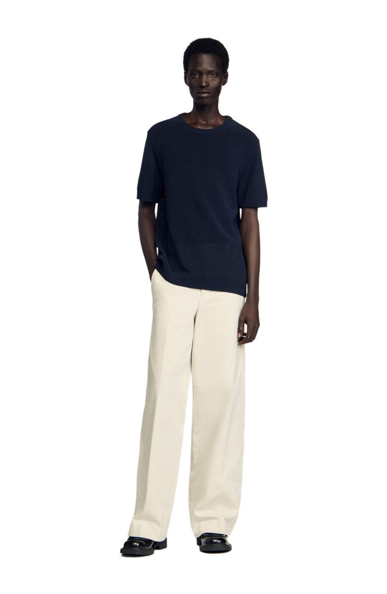 SANDRO Fine knit T-shirt, Alternate, color, Navy Blue