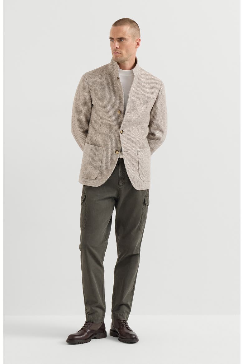 Peached cotton gabardine trousers with cargo pockets, Alternate, color, Brown