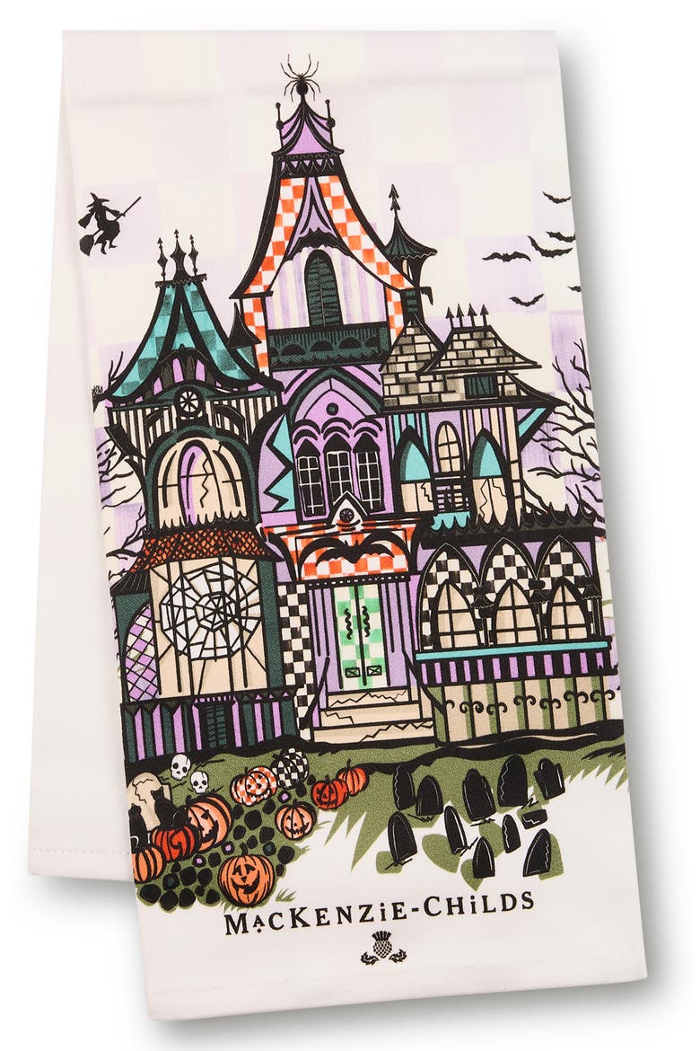 Haunted House Dish Towel, Main, color, PURPLE