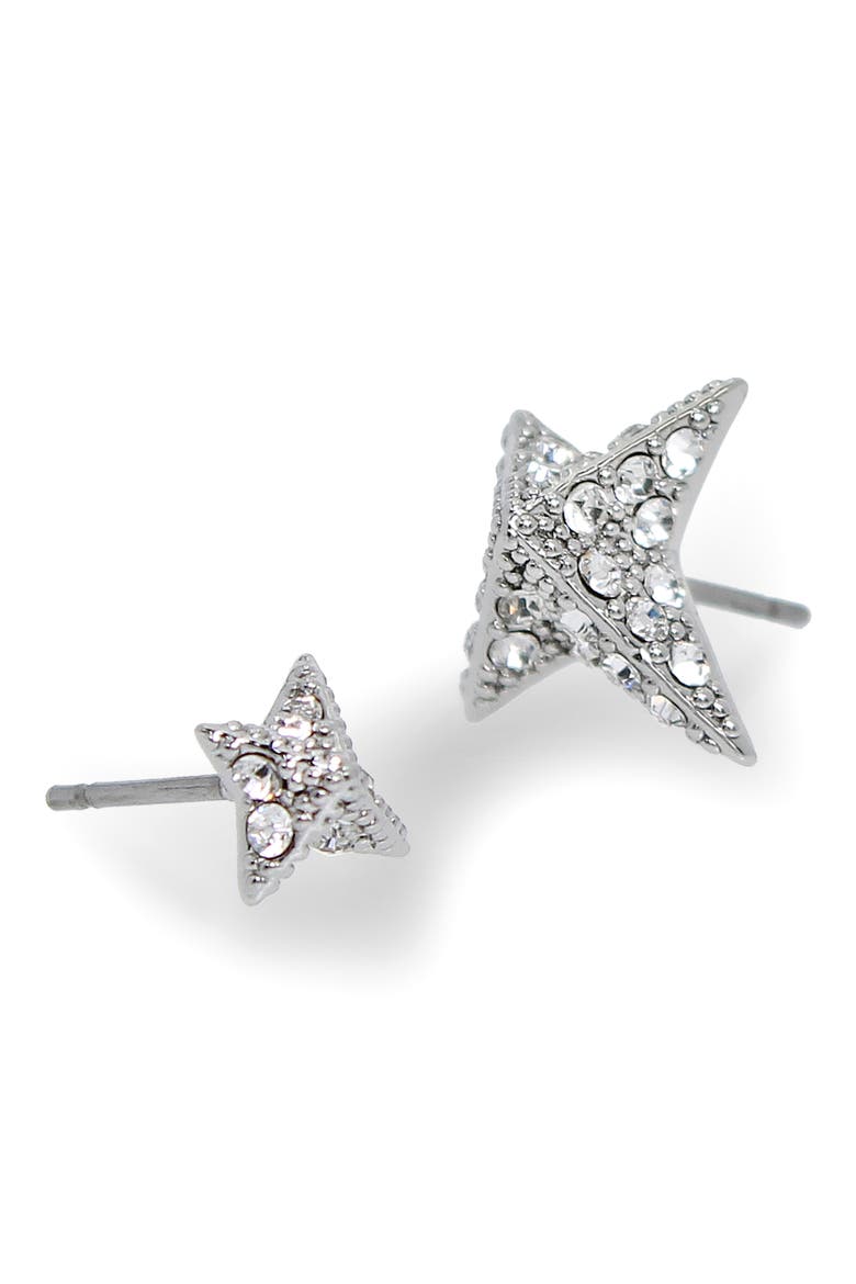 Crystal Pavé Star Stud Earrings, Alternate, color, RHODIUM