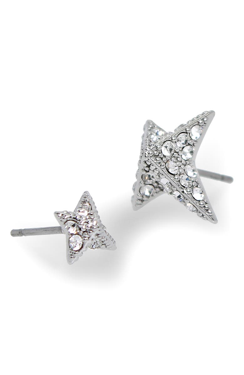 AllSaints Crystal Pavé Star Stud Earrings, Alternate, color, Rhodium
