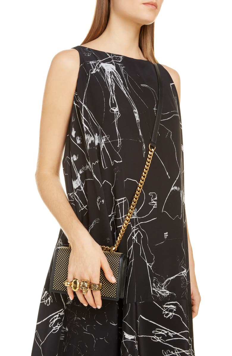 McQueen Alexander McQueen Mini Studded Leather Knuckle Crossbody Bag, Alternate, color,