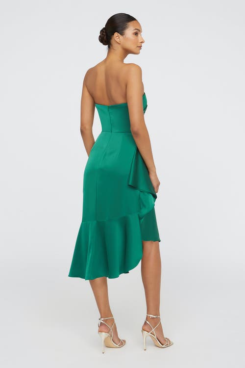 Theia Sinead Strapless Midi Dress In Green