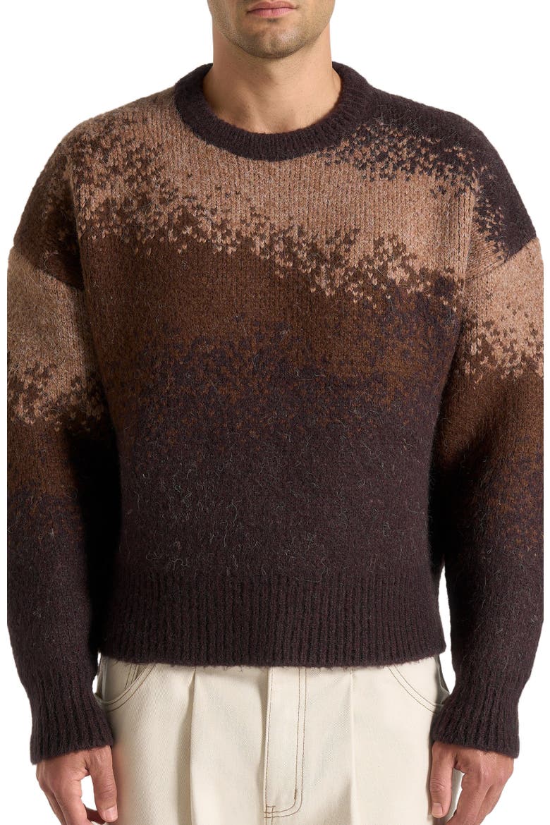 Yani Ombre Wool Crewneck Sweater, Alternate, color, Brown